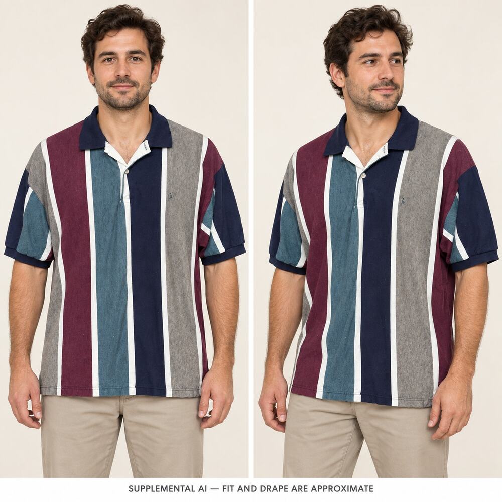 Vintage Knights of Round Table Striped Polo Mens Large L 90s Vertical Stripe
